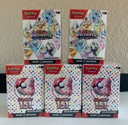 Pokemon 3 151 & 2 Prismatic Evolutions Booster Bundles-Lot of 5 Factory Sealed - Image 1