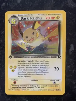 Pokemon: Team Rocket 1st Edition " Dark Raichu " Holo - 2000 83/82 LP WOTC - Image 1