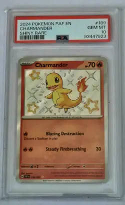 PSA 10 Gem Mint Charmander 109/091 Paldean Fates Baby Shiny Rare Pokemon - Image 1