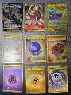 Lot of 9 Gold Pokemon Cards - Trainers, Energies, VMAX & EX Cards - Mint/NM - Image 1