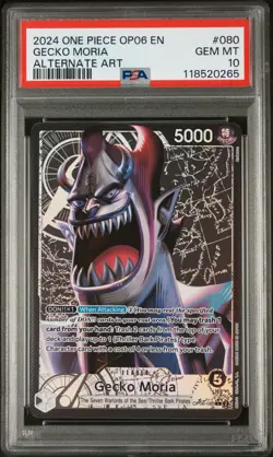 2024 ONE PIECE OP06-WINGS OF THE CAPTAIN ALTERNATE ART #080 GECKO MORIA PSA 10 - Image 1