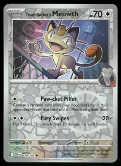Team Rocket's Meowth 149/182 Reverse Holo Destined Rivals Pokemon TCG card - Image 1