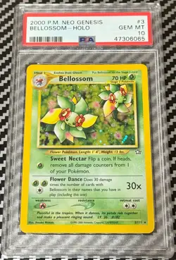 2000 Pokemon Unlimited Neo Genesis #3 Bellossom Holo PSA 10 Card GEM MINT! Pop56 - Image 1