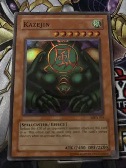 Kazejin MRD-026 Heavily Played Super Holo Rare Yugioh Card 2002 - Image 1