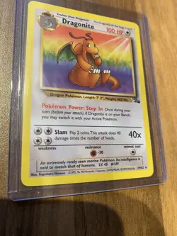 Dragonite 19/62 card from the Fossil expansion set, released in 1999 - Image 1