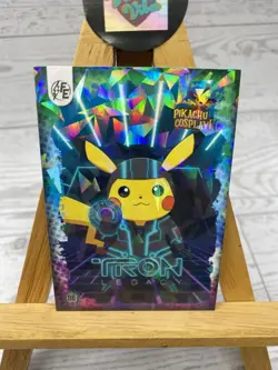 Pikachu as Tron Legacy Non- Pokemon Fan Art Collectible Cracked Ice Card - Image 2