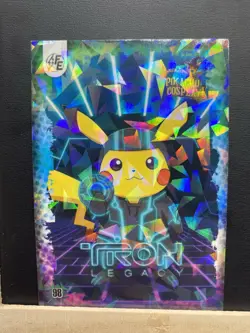 Pikachu as Tron Legacy Non- Pokemon Fan Art Collectible Cracked Ice Card - Image 5