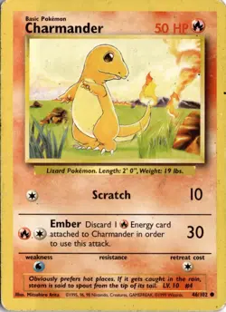 Charmander 046/102 Base Set Pokemon Card TCG - Image 1
