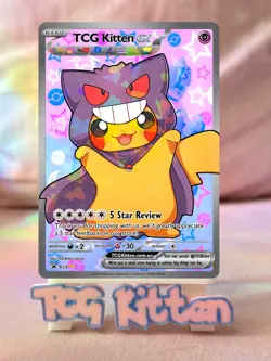 *CUSTOM* Pikachu Poncho Gengar Cracked Ice Holo Handmade Proxy Card TCGKITTEN - Image 1