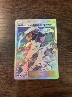 Pokemon TCG Aether Foundation Employee Hidden Fates SV81/SV94 Holo Full Art - Image 1