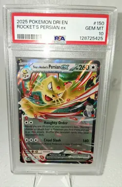 PSA 10 Team Rocket's Persian ex 150/182 SV10 Destined Rivals EN Holo DR - Image 1