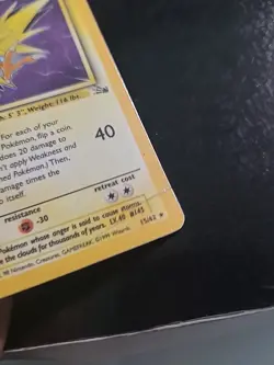 Zapdos 15/62 Pokemon Fossil Holo Rare Card Vintage WOTC MP/DMG - Image 3