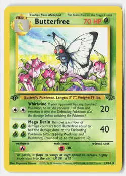 Butterfree 33/64 Uncommon Jungle Pokemon 1st Edition LP Kagemaru Himeno - Image 1