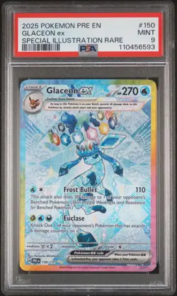 2025 POKEMON PRE EN-PRISMATIC EVOLUTIONS #150 GLACEON EX PSA 9 - Image 1