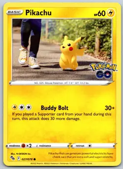 Pikachu (27) Common Pokemon GO 027/078 NM - Image 1