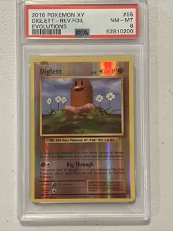 2016 Pokemon XY Evolutions # 56 Dugtrio Reverse Holo PSA 8 - Image 1