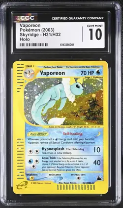 2003 POKEMON VAPOREON HOLO H31 SKYRIDGE CGC 10 GEM MINT - Image 1