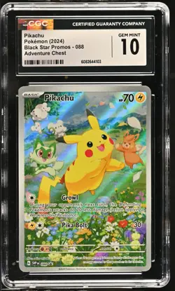 Pokemon GRADED Pikachu 88 Black Star Promo Adventure Chest GM 10 CGC ENGLISH - Image 1