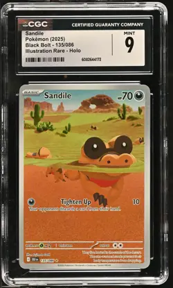Pokemon GRADED Sandile 135/086 Black Bolt IR 9 CGC ENGLISH - Image 1