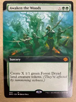 MTG 1x EXTENDED ART Awaken the Woods 344 The Brothers' War Magic Gathering x1 NM - Image 1