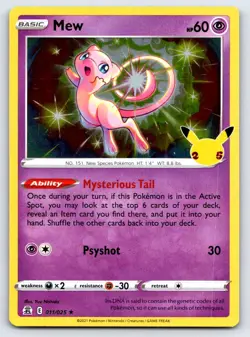 Mew 011/025 Holo Rare Celebrations Pokemon Holo Near Mint - Image 1