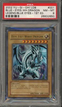 Yu-Gi-Oh! Blue-Eyes White Dragon Legend of Blue Eyes 1st Edition LOB-001 PSA 8 - Image 1