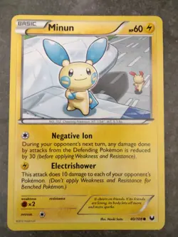 Pokemon Minun 40/108 Basic Dark Explorers Common MINT! Pokemon - Image 1
