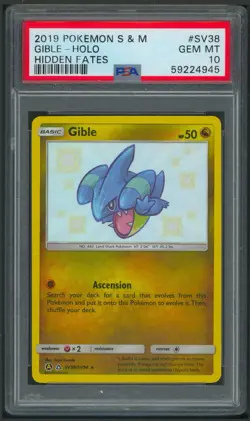 Pokemon Sun And Moon Hidden Fates Shiny Gible Holo SV38/SV94 PSA 10 - Image 1