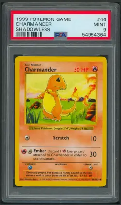 Pokemon Base Set Shadowless Charmander 46/102 PSA 9 - Image 1