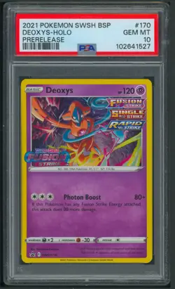 Pokemon SWSH Fusion Strike Deoxys Prerelease Holo PSA 10 Promo SWSH170 - Image 1