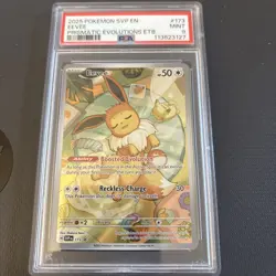 Pokemon TCG: Eevee SVP 173 Black Star Promo Prismatic Evolutions ETB, PSA 9 MINT - Image 1