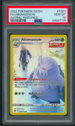 Pokemon SWSH Astral Radiance Abomasnow Full Art TG01/TG30 PSA 10 - Image 1