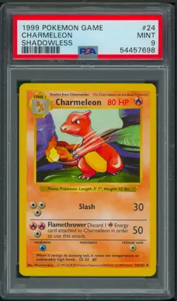 Pokemon Base Set Shadowless Charmeleon 24/102 PSA 9 - Image 1