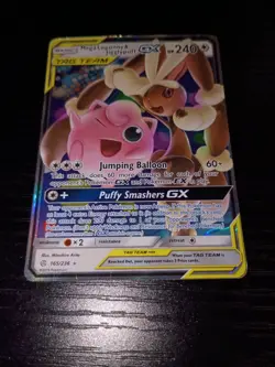 Pokemon ENGLISH Jigglypuff Mega Lopunny GX Cosmic Eclipse HOLO Card 165/236 HP+ - Image 1