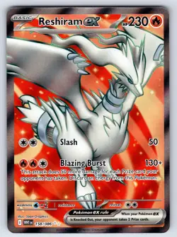 Reshiram ex 158/086 Holo Ultra Rare White Flare Pokemon Near Mint - Image 1