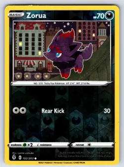 Zorua 102/203 Common Evolving Skies Pokemon Reverse Holo Moderately Played - Image 1