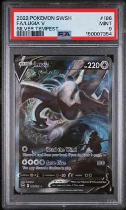 2022 Pokemon SWSH FA/Lugia V Silver Tempest #186 PSA 9 MINT - Image 1