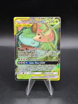 Pokemon Venusaur & Snivy GX TAG TEAM Ultra Rare Holo 1/236 Cosmic Eclipse NM HB3 - Image 1