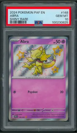 Pokemon SV Paldean Fates Shiny Abra Holo 148/091 PSA 10 - Image 1