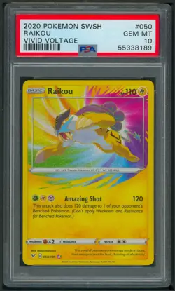 Pokemon SWSH Vivid Voltage Raikou Holo Amazing Rare 050/185 PSA 10 - Image 1