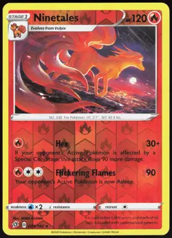 Ninetales 025/192 Reverse Holo Rebel Clash Rare EGAWA Lightly Played - Image 2