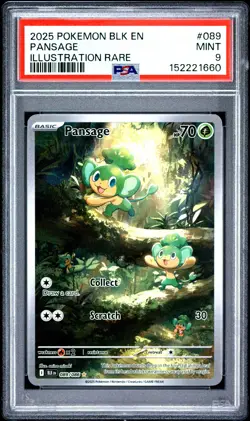 Pansage 089/086 Illustration Rare Blk En-black Bolt Pokemon PSA 9 - Image 1