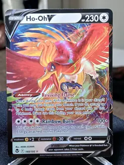HO-OH V 140/195 HOLO V RARE SILVER TEMPEST POKEMON NM/M - Image 1