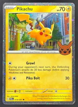 2024 Pokemon Gaming Paldean Fates Pikachu Promos #018/091 Cosmos Holo - Image 1