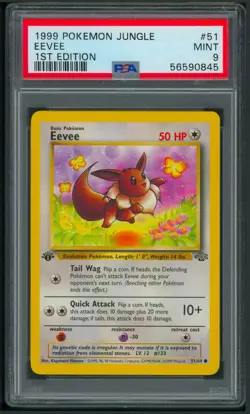 Pokemon 1st Edition Jungle Eevee 51/64 PSA 9 - Image 1