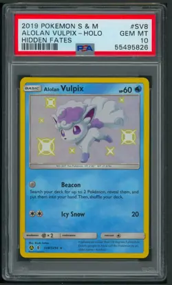 Pokemon SM Hidden Fates Shiny Alolan Vulpix SV8/SV94 PSA 10 Scratched Case - Image 1