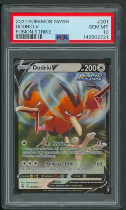 Pokemon SWSH Fusion Strike Dodrio V 201/264 PSA 10 - Image 1