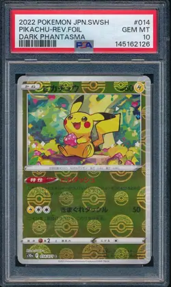 2022 Pokemon Japanese Sword & Shield Dark Phantasma Pikachu Reverse Foil PSA 10 - Image 1
