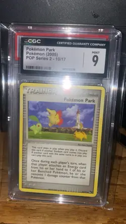 Pokemon Park 10/17 POP Series 2 Trainer Chikorita Cyndaquil Pikachu 2005 CGC 9 - Image 1