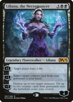Magic the Gathering MTG - Liliana the Necromancer - Foil - Magic 2019 - NM - Image 1